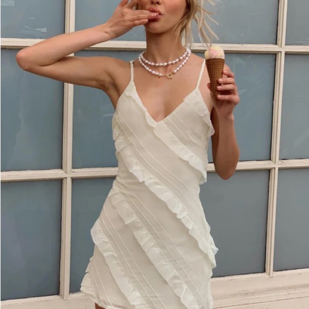 Princess Polly Cream Slip Mini Dress Spaghetti Strap